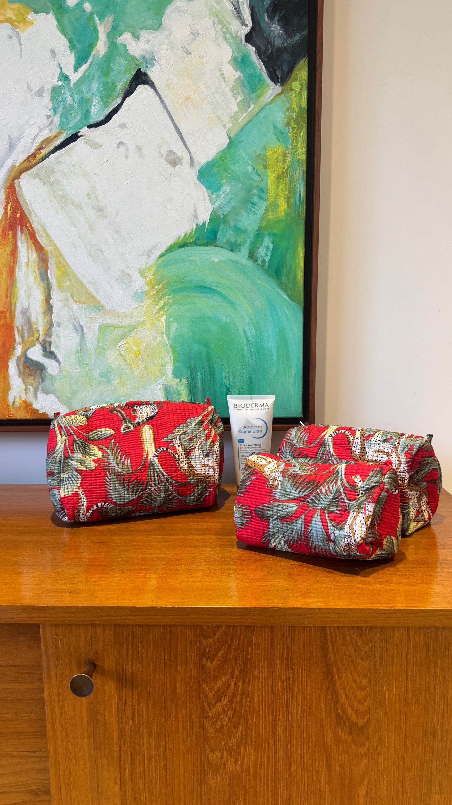 Red Jungle Pouch Set (set of 3)