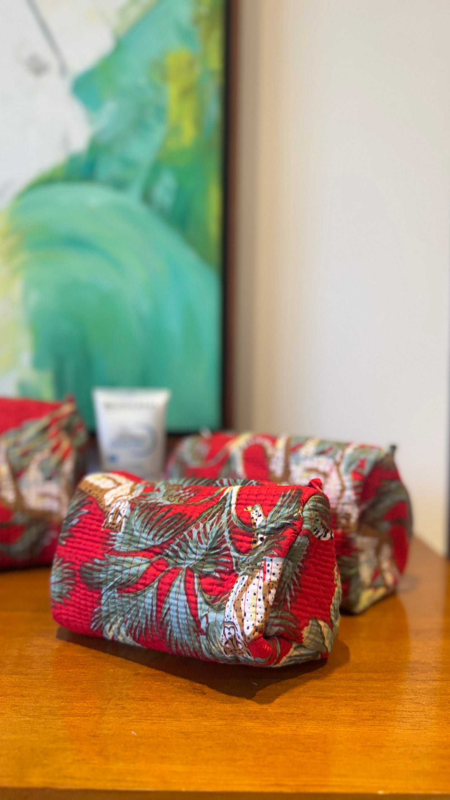 Red Jungle Pouch Set (set of 3)