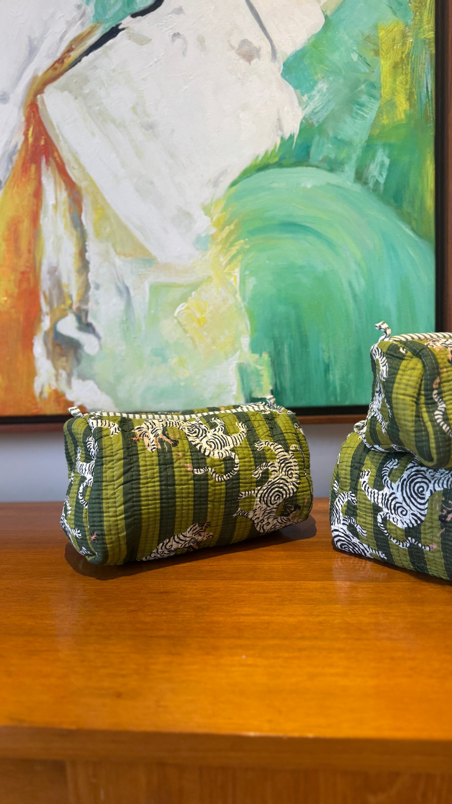 Green Zebra Pouch Set (set of 3)