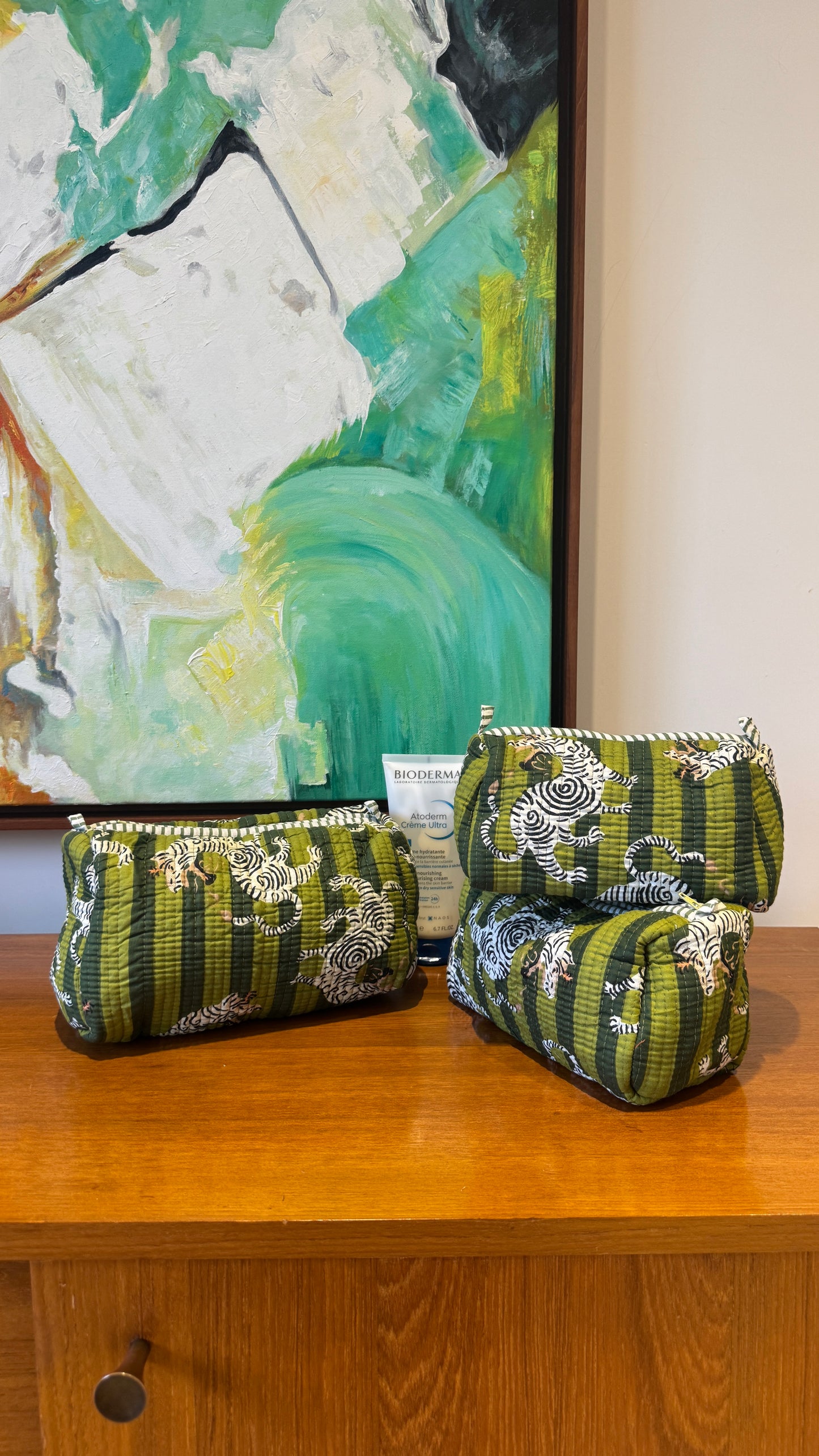 Green Zebra Pouch Set (set of 3)