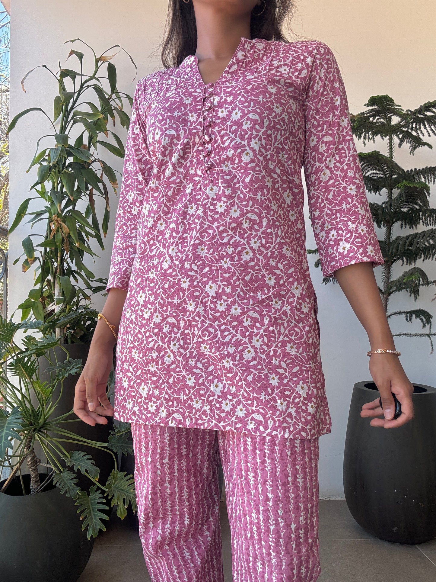 Pink Bloom Cotton Kurti