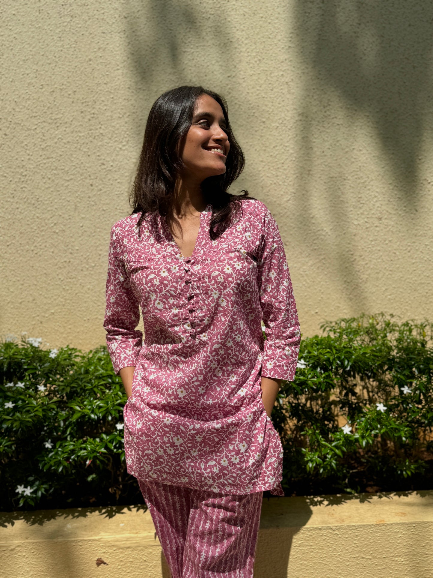 Pink Bloom Cotton Kurti