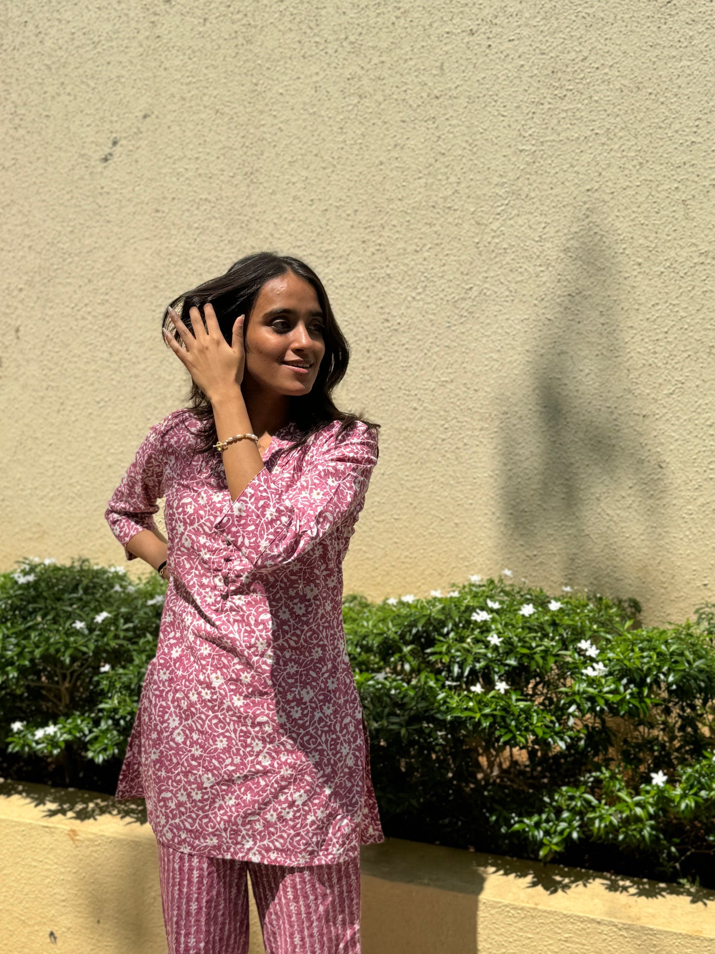 Pink Bloom Cotton Kurti