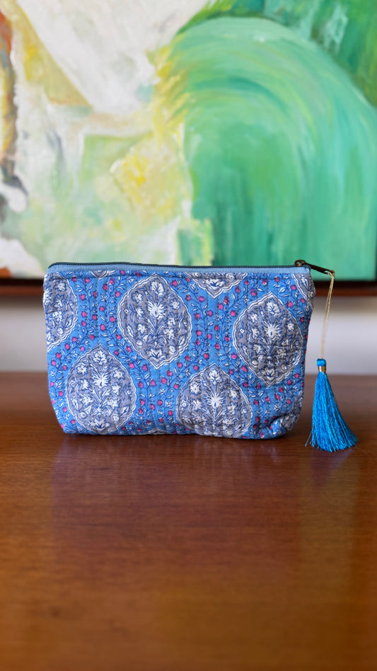 Blue Vines Hand Block Pouch