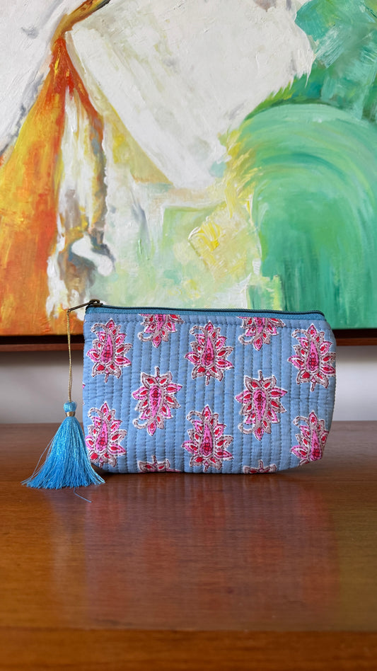 Baby Blue Hand Block Pouch