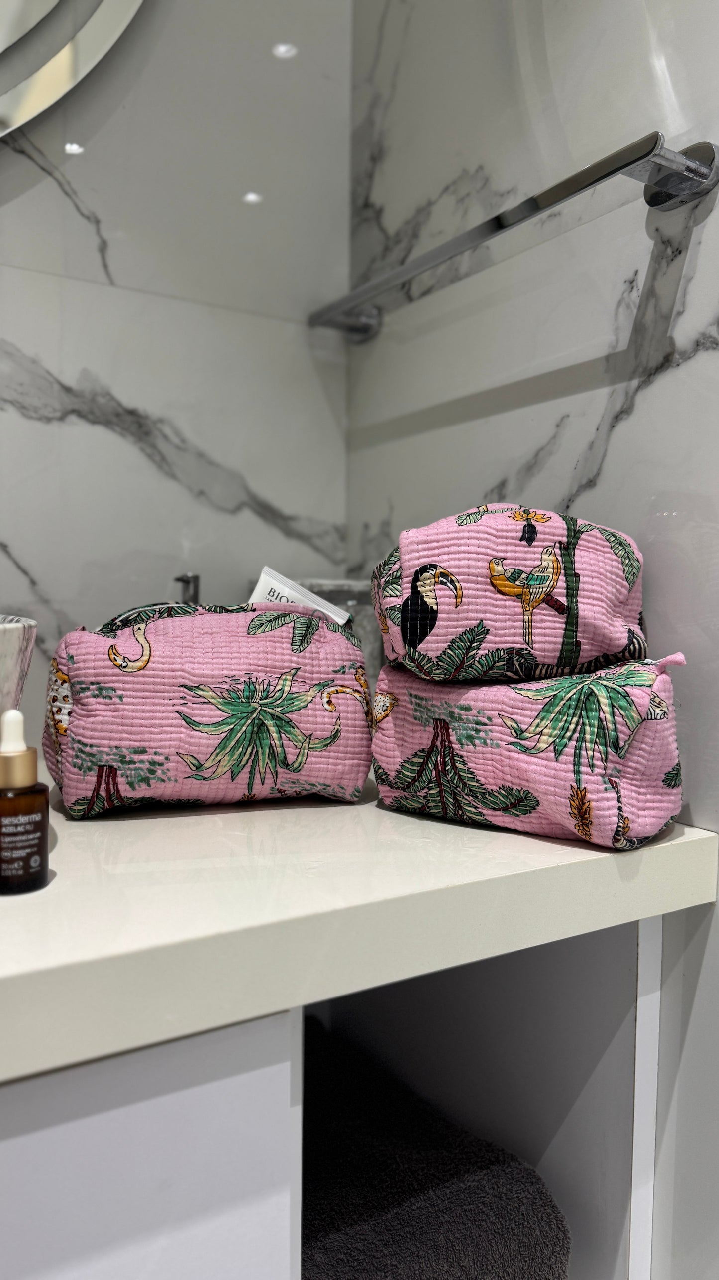 Baby Pink Jungle Pouch Set (set of 3)