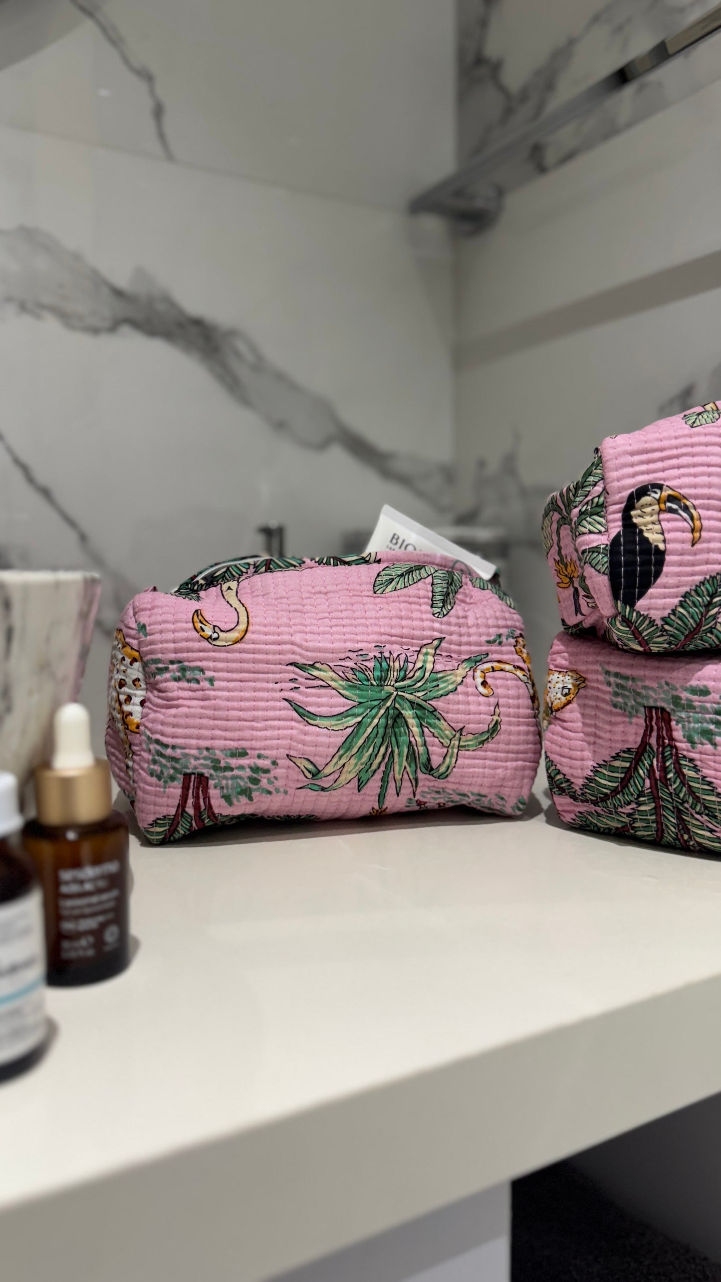 Baby Pink Jungle Pouch Set (set of 3)