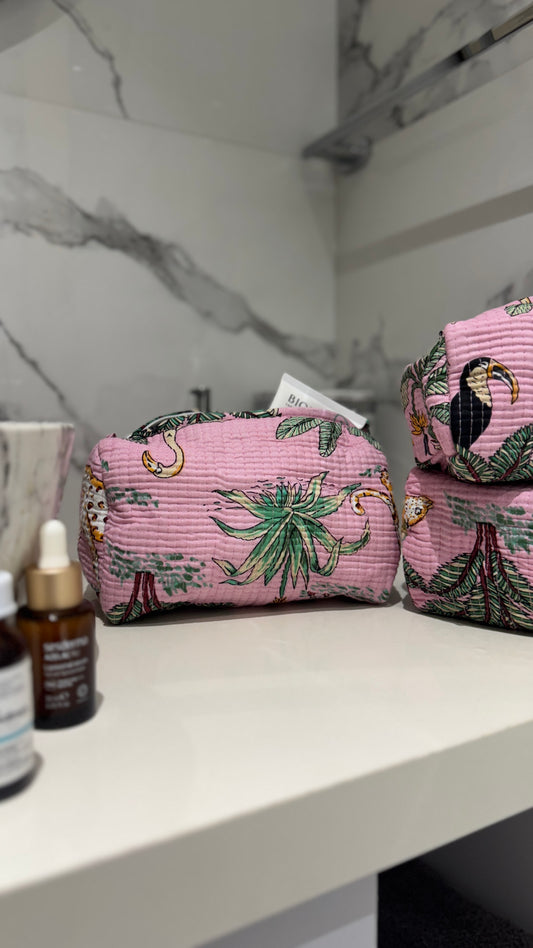Baby Pink Jungle Pouch Set (set of 3)