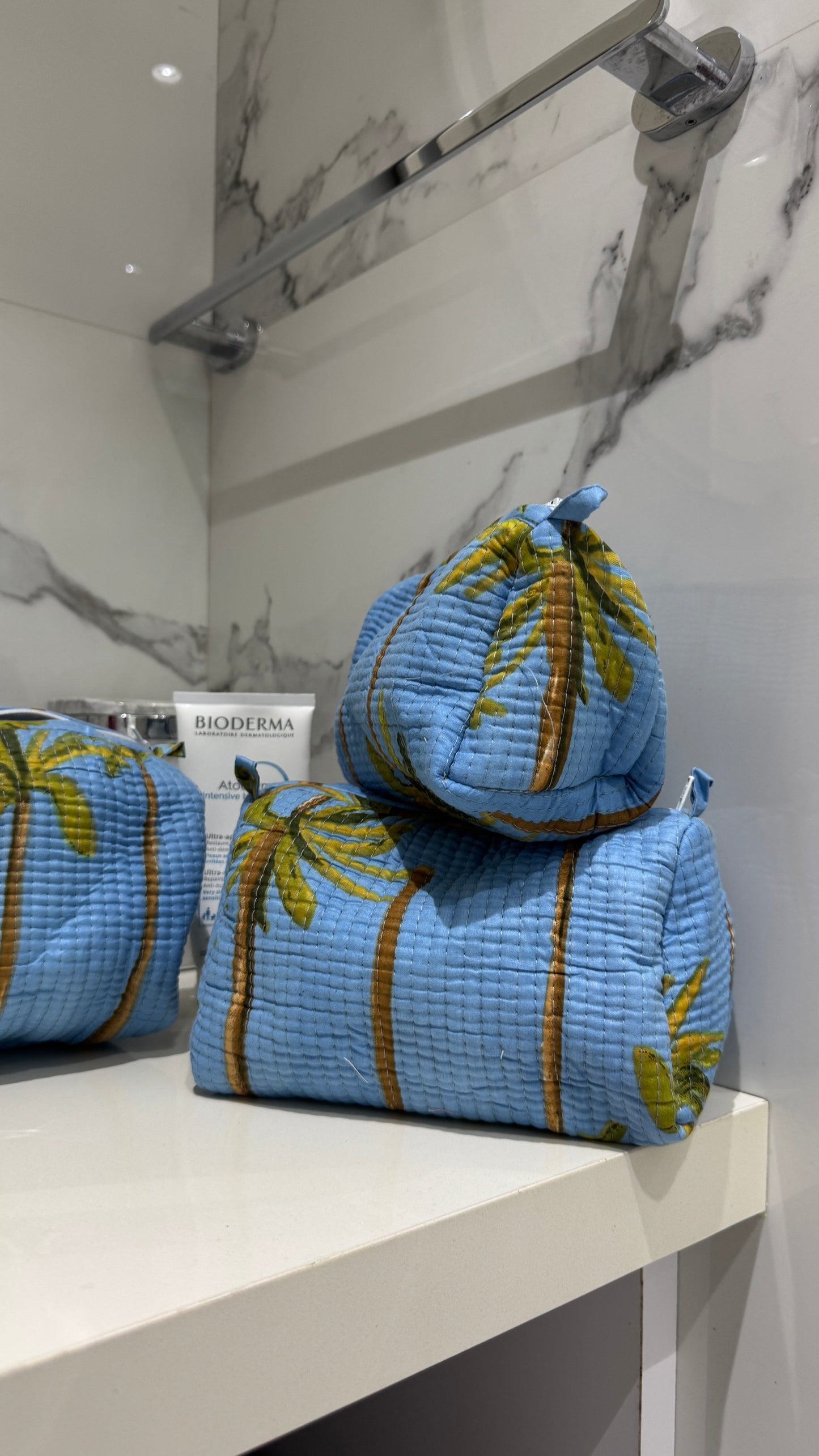 Baby Blue Palm Pouch Set (set of 3)