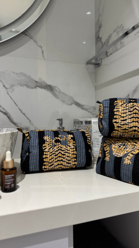 Grey & Black Tiger Pouch Set (set of 3)