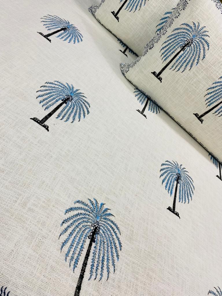 Palm Trees Cotton Jute Bedcover