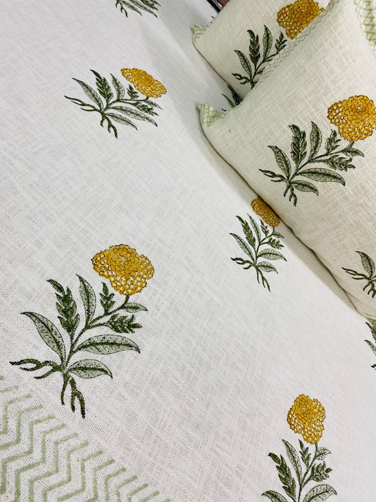 Marigold Cotton Jute Bedcover