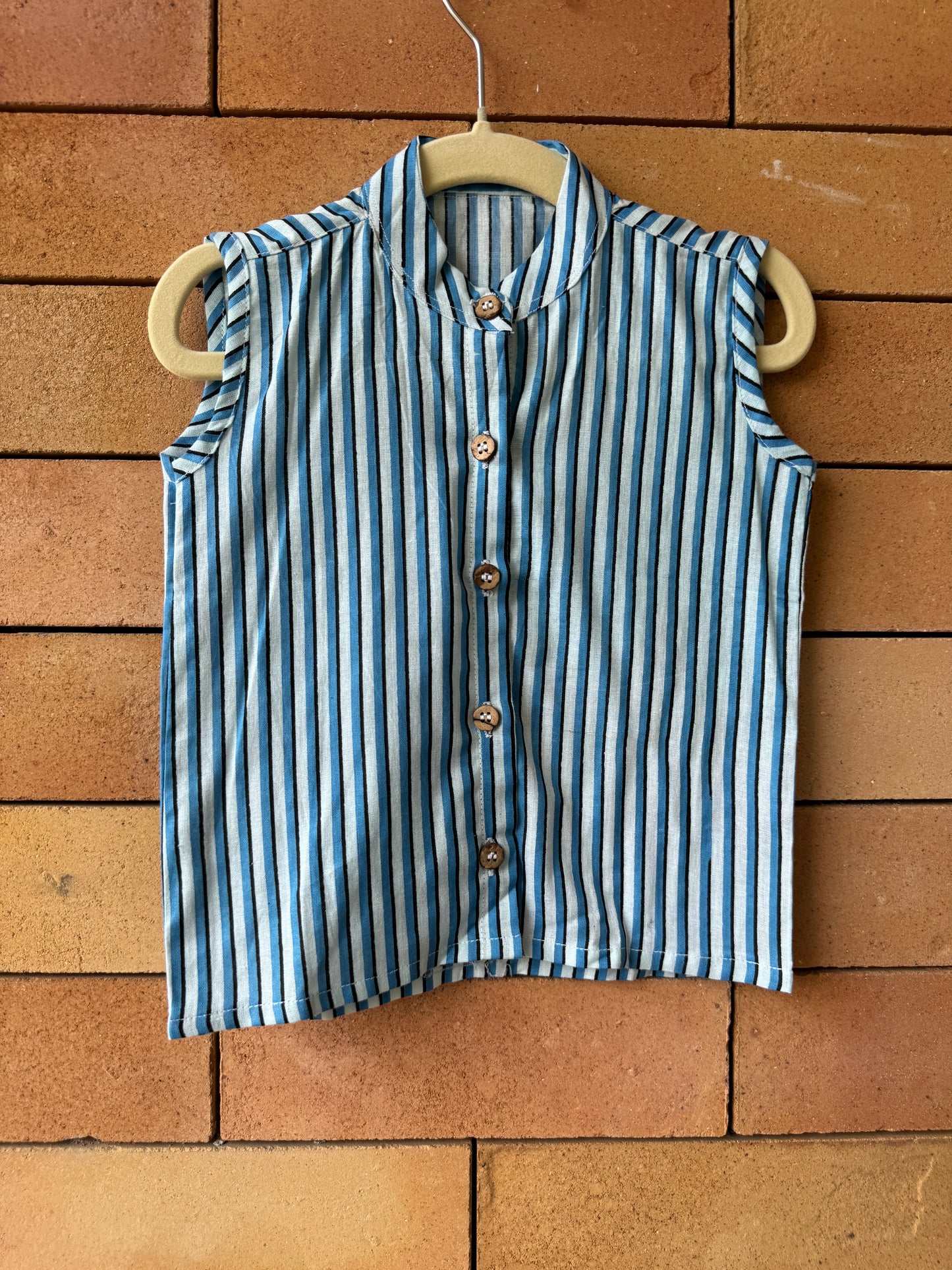 Riley Cotton Baby Top (Blue)