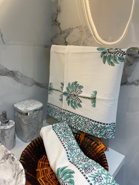 Sea Palm Trees Bath and Hand Towel Set