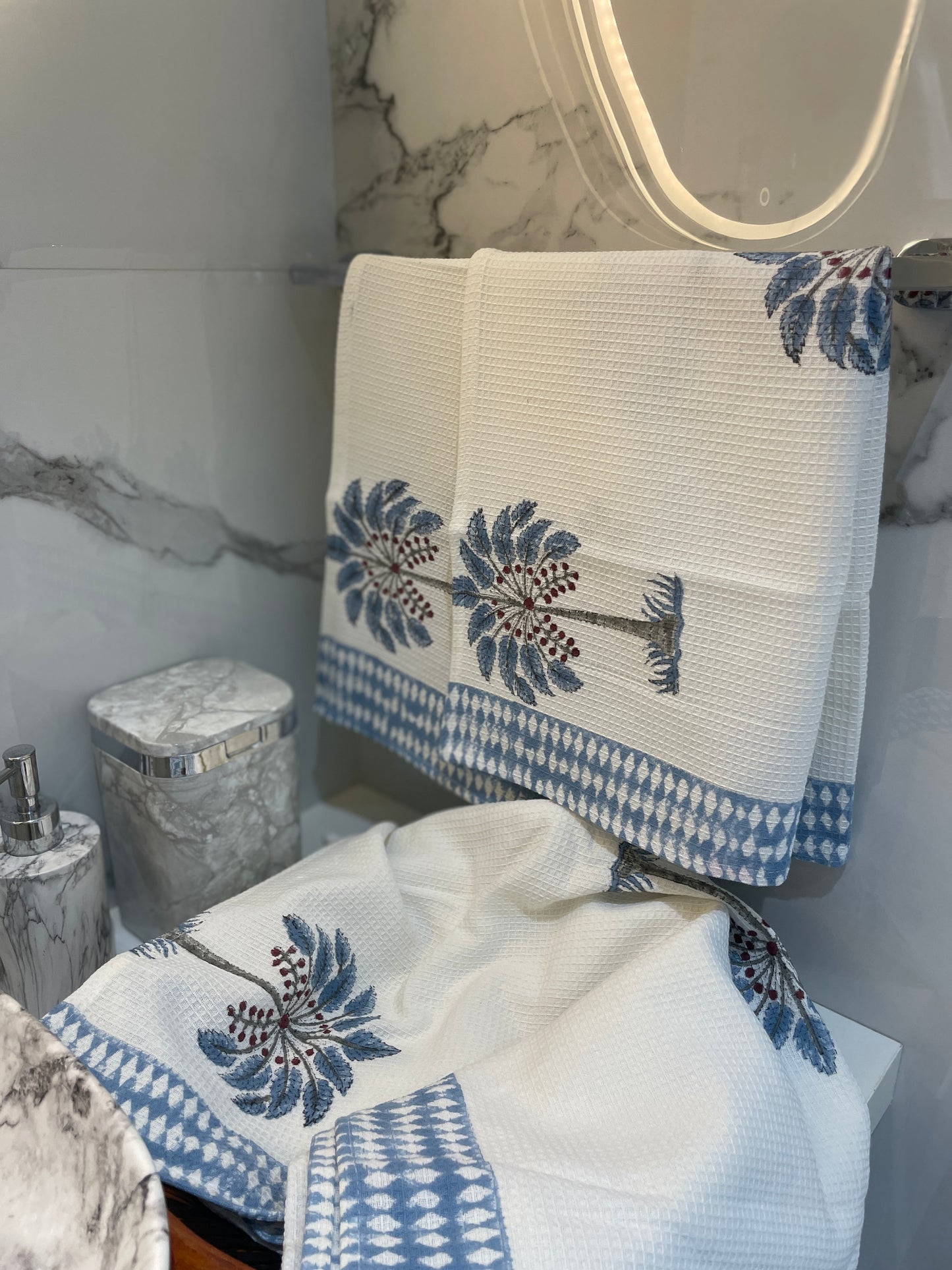 Palm Trees Bath and Hand Towel Set