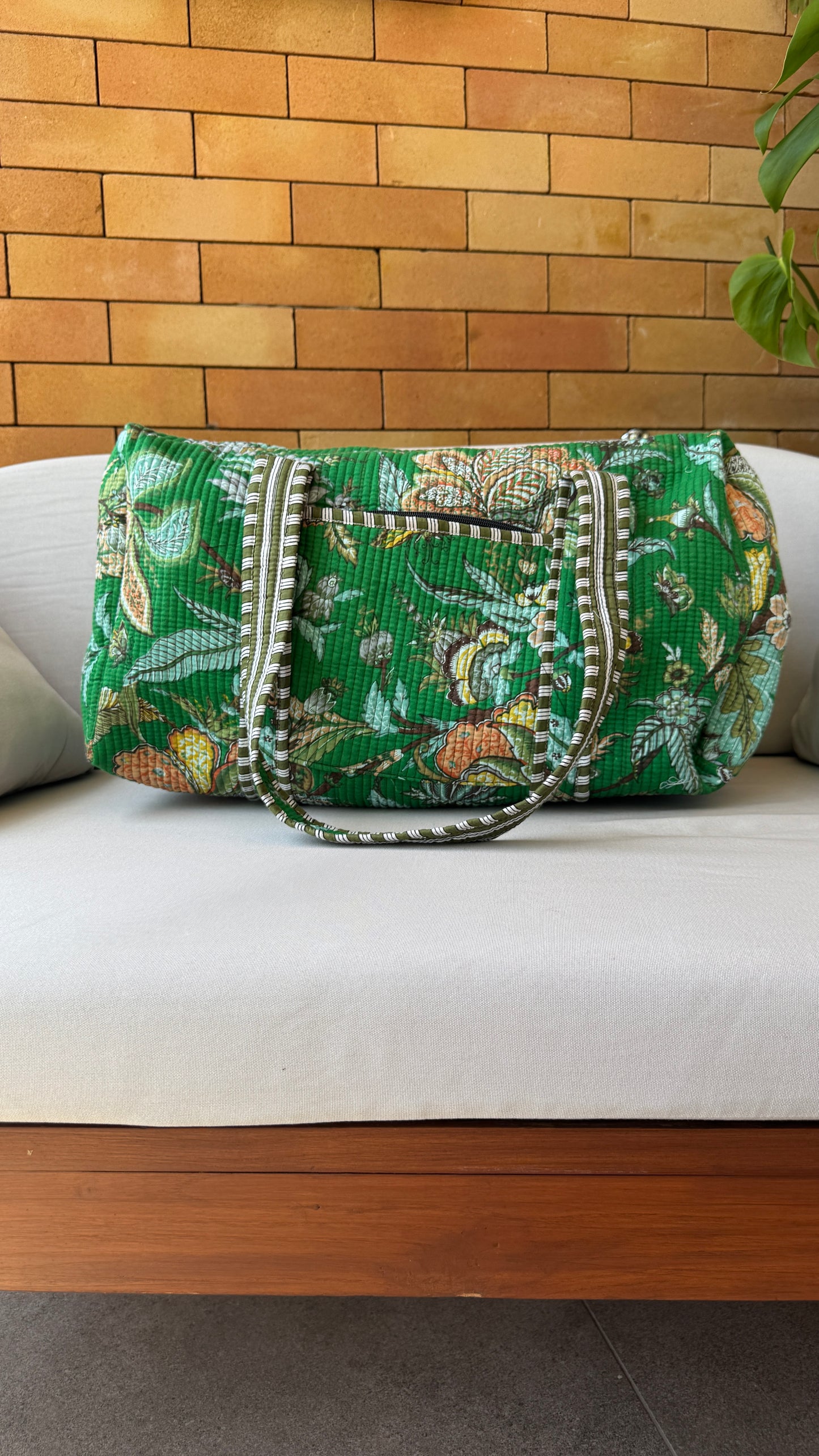 Green Floral Weekender Duffel Bag