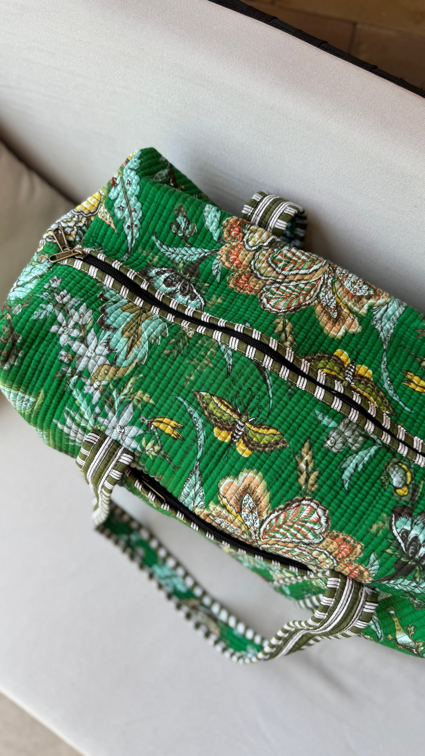 Green Floral Weekender Duffel Bag