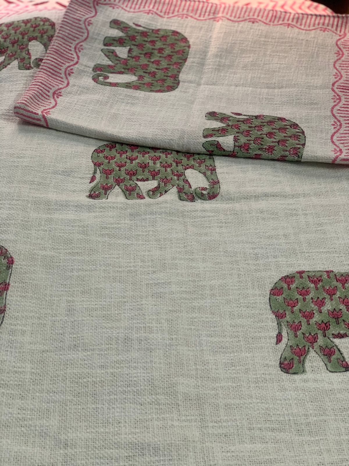 Elephant Cotton Jute Bedcover