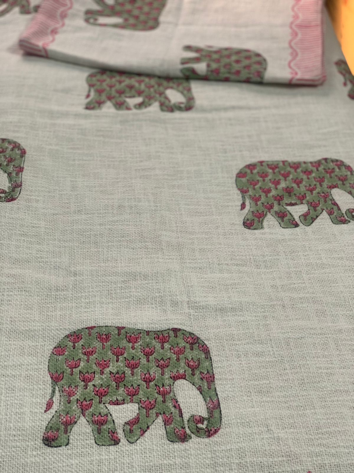 Elephant Cotton Jute Bedcover