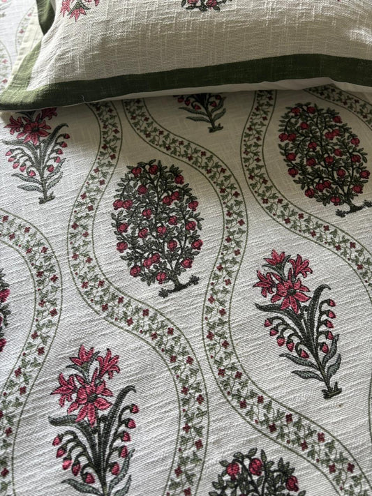 Floral & Pomegranate Cotton Jute Bedcover