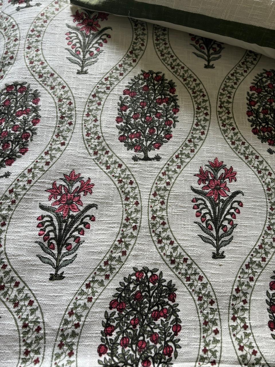 Floral & Pomegranate Cotton Jute Bedcover